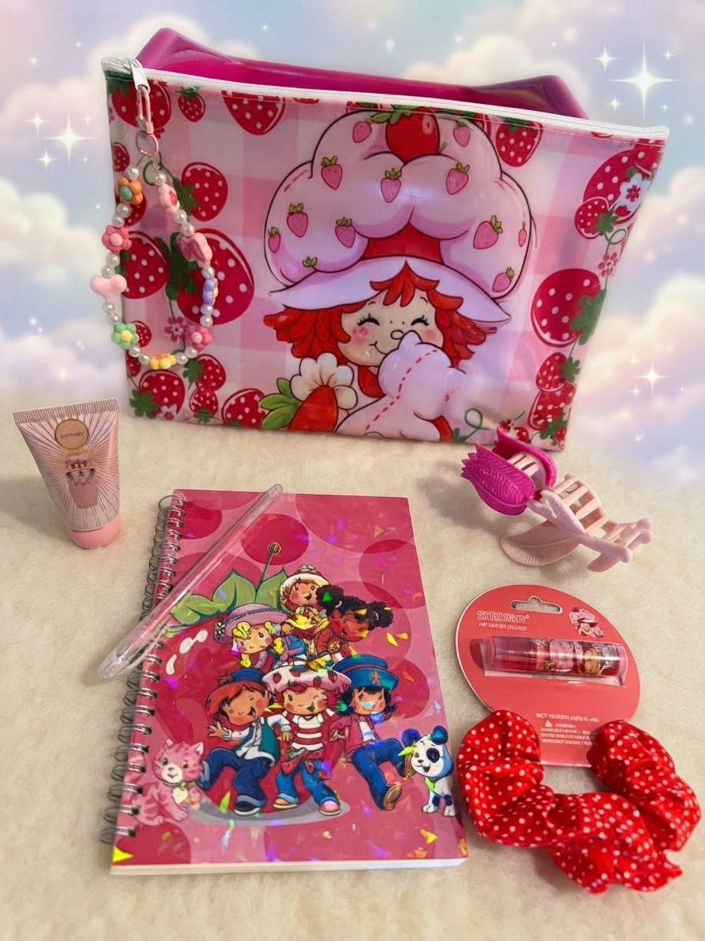 Pink Kids Cosmetic Bag & Stationery Set